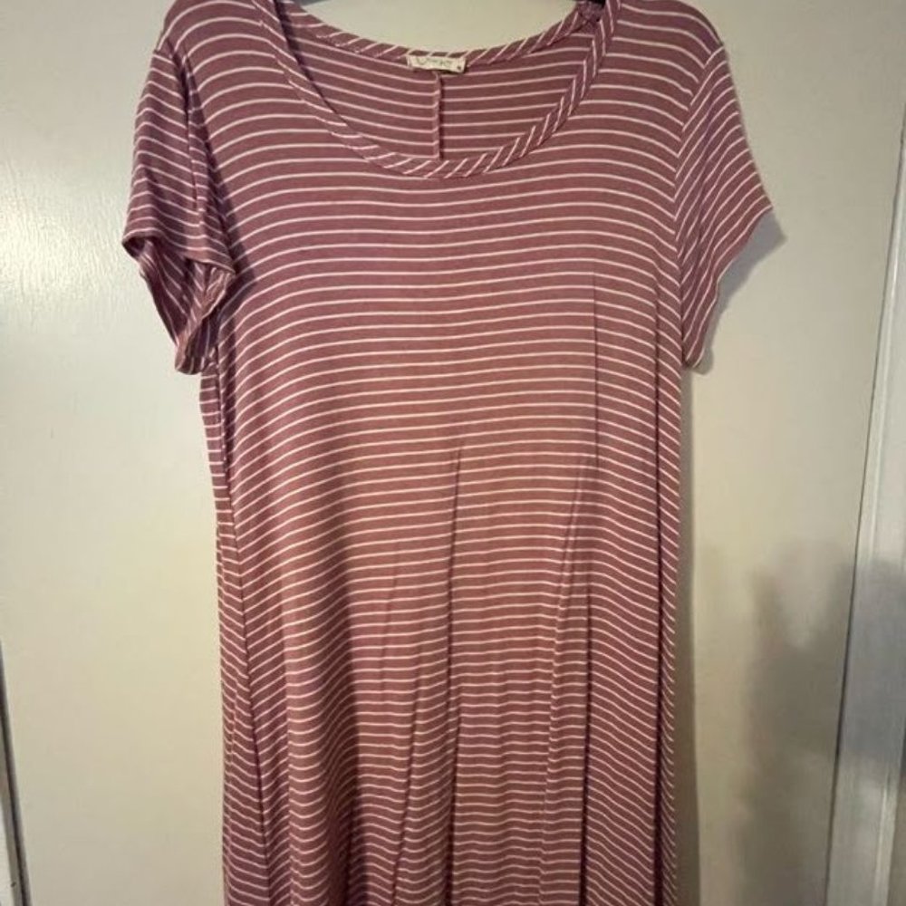 Pink and white tshirt dress